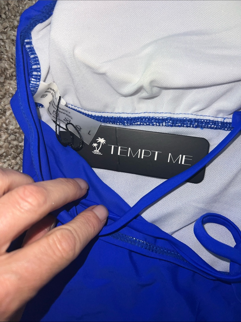 NWT! TEMPT ME Royal Blue One Piece Swimsuit in Packaged Bag Size Large - Picture 9 of 11